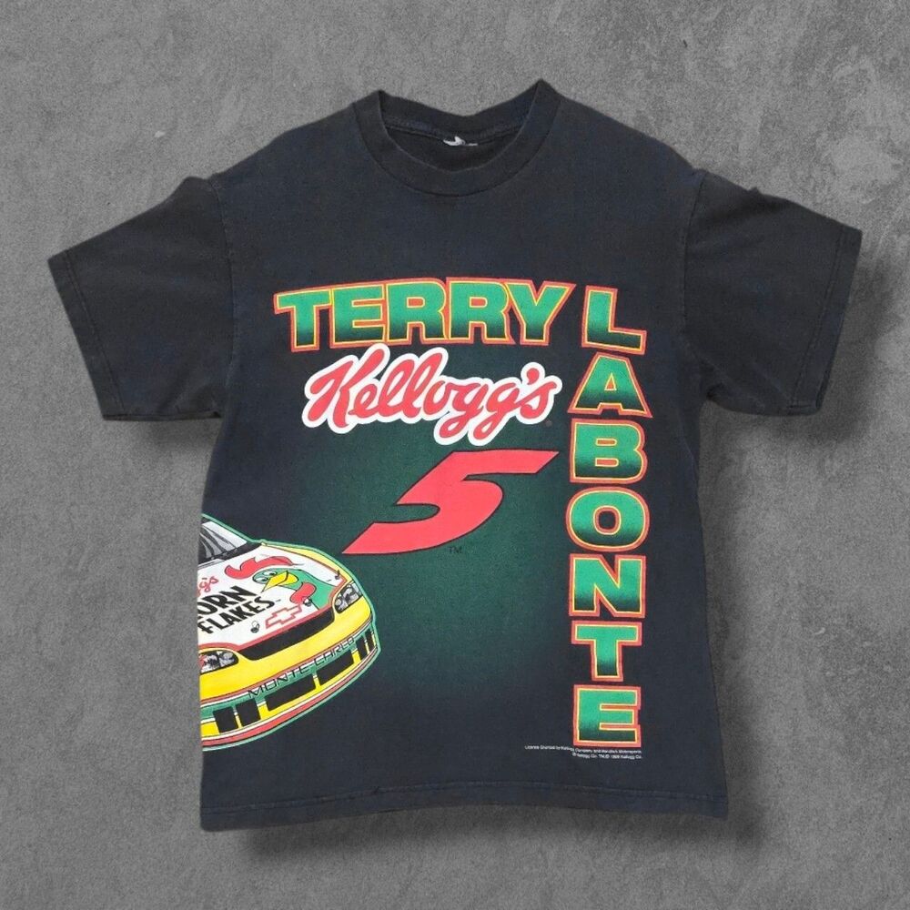 Vintage NASCAR Terry Lebonte Corn Flakes All Over Print Shirt AOP Medium